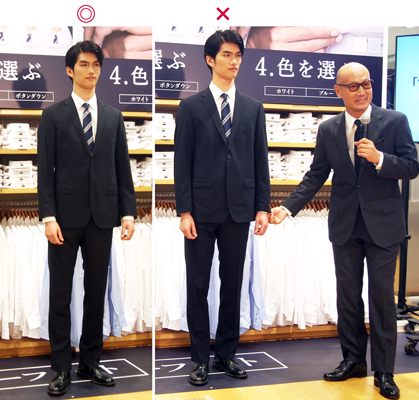 ちなみに、森岡さん(写真右端)が来ているスーツもユニクロのセミオーダー感覚で選べる商品です。